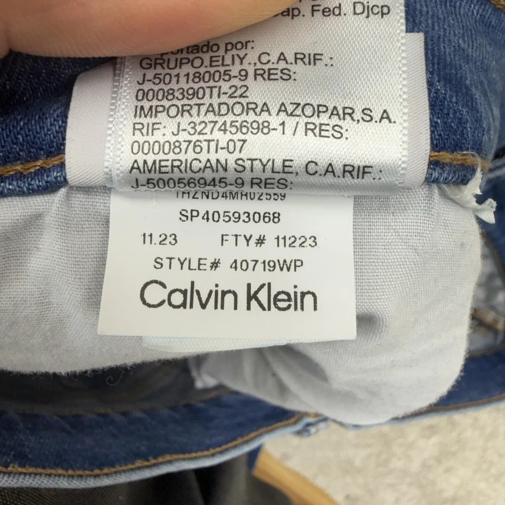 Calvin Klein Original Straight Jeans Womens 32x28 Blue Stretch‎ Denim Mid Rise